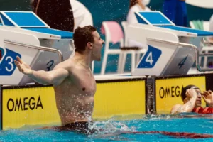 Swimming student-athlete Rafael Miroslaw in the water