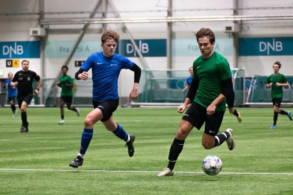 male players at football showcase