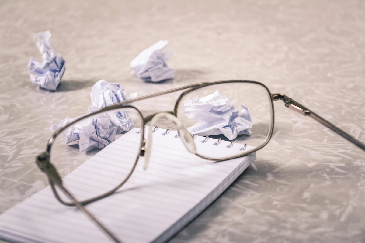 Sunglasses on a notebook