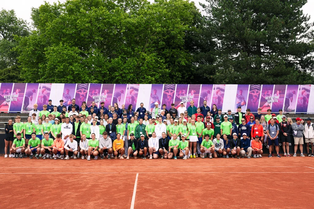 Players and Keystone Sports team at tennis showcase.