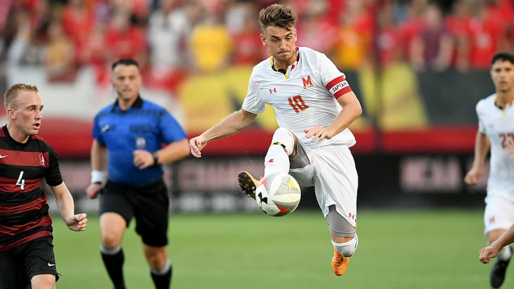 Soccer player at a college game