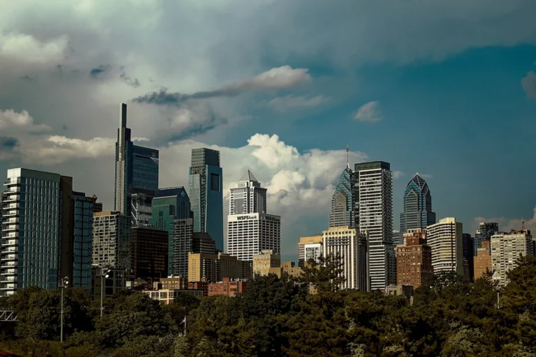 Urban skyline in the United States with skyscrapers